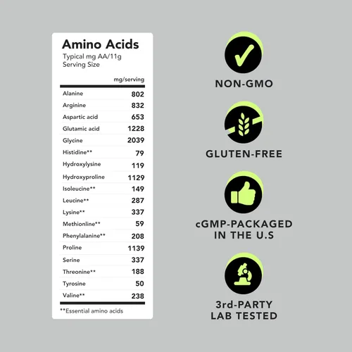 Miniatura 7 de AMANDEAN Paquete de péptidos de colágeno. Paquetes de 2.2 lbs y barras. Alimentado con pasto, hidrolizado enzimáticamente, tipo 1 y 3. Proteína