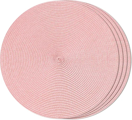 Miniatura 44 de FunWheat Juego de 6 manteles individuales redondos trenzados para mesas de comedor, tejidos, lavables, antideslizantes, de 15 pulgadas