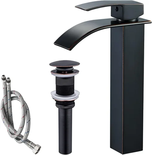 Miniatura 10 de VOTON Grifos de Baño Cascada Níquel Cepillado Modernos de Una Sola Manija Grifo de Lavabo para 1 o 3 Orificios con Placa de Cubierta y Desagüe