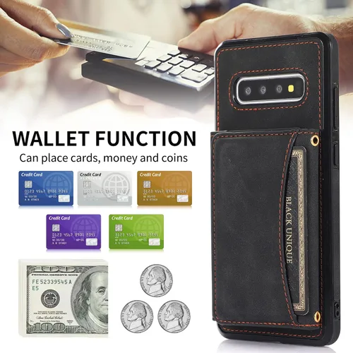 Miniatura 4 de Asuwish Funda de teléfono para Samsung Galaxy S10 con protector de pantalla de vidrio templado y soporte de tarjeta de crédito de piel sintética
