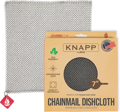 Knapp Made Chainmail - Paño de cocina de 7 x 5 pulgadas, reemplaza tu esponja sucia, limpiador de utensilios de cocina, ollas y sartenes, dura toda