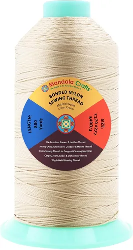 Miniatura 401 de Mandala Crafts - Hilo de nailon para coser cuero, tapicería, mezclilla y para trenzar el pelo; resistente, 1500 yardas, tamaño 69 T70 Marrón