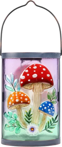 Miniatura 16 de Farol solar para exteriores, impermeable, colgante, luces solares de cristal de pájaro azul, faroles decorativos para exteriores, patio, césped