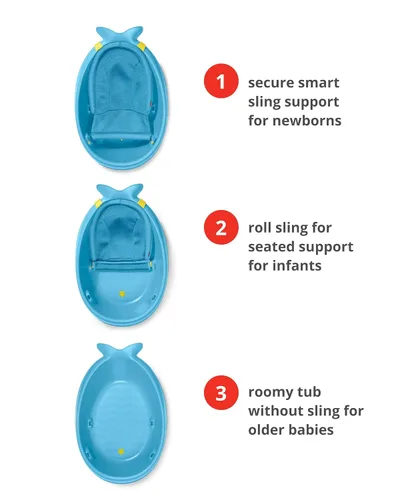 Miniatura 4 de Bañera para bebés Skip Hop Moby, 3 en 1 Smart Sling Tub, azul, Azul