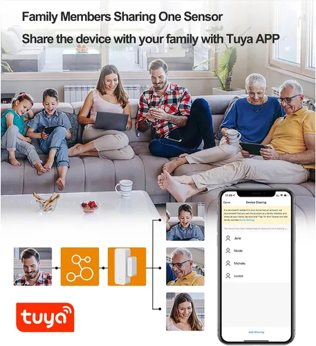 Miniatura 6 de Tuya - Sensor de puerta WiFi, sensor inteligente de ventana de puerta, alarma en tiempo real compatible con Alexa Google Assistant, sensor