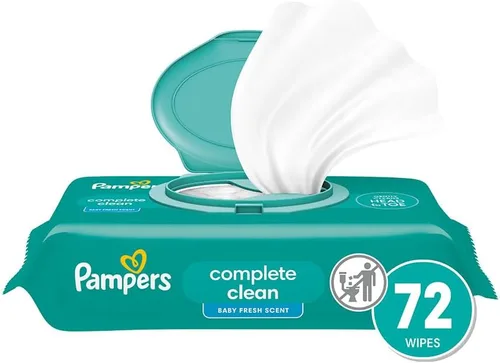 Pampers Toallitas para bebé, limpieza completa y perfumada para bebé, limpia suavemente de la cabeza a los pies, 72 en total (1 paquete abatible)