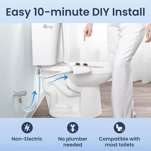 Miniatura 7 de LUXE Bidet NEO 120 Plus - Boquilla única, accesorio de bidé no eléctrico para asiento de inodoro, instalación deslizante patentada, autolimpieza