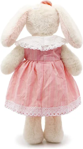 Miniatura 4 de Oitscute Pequeño y suave conejo de peluche de 15 pulgadas, juguete para bebés y niñas (conejo blanco con vestido de encaje rosa)