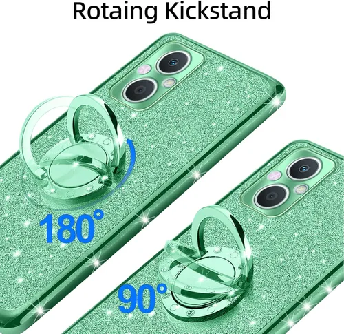 Miniatura 3 de Funda para teléfono N20, OnePlus Nord N20 5G para mujer, bonita funda protectora de TPU transparente suave con purpurina y correa de pie para Verde