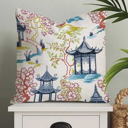 Miniatura 142 de ArogGeld Fundas de Almohada Euro Sham Florales Verde y Blanco Gris Estilo Chinoiserie Funda de Almohada Asiática Funda de Cojín Decorativo 18x18