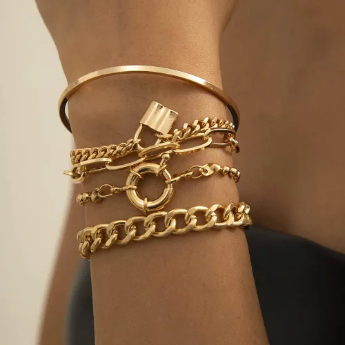 Miniatura 8 de 5 pulseras con dije de candado para mujeres y adolescentes, accesorios de mano de fiesta, Aolly, No es una piedra preciosa