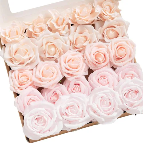 Miniatura 38 de Ling's moment Flores Artificiales de Seda Falsa Hortensias Rosas de Espuma Gardenias Falsas Combo para Bricolaje Ramos de Boda Centros de Mesa