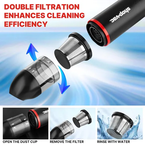 Miniatura 4 de Shop-Vac Aspiradora de coche y plumero 2 en 1, aspiradora inalámbrica portátil de soplado/succión de 14000 Pa, mini soplador, portátil y ligero