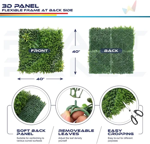 Miniatura 3 de Windscreen4less 1 panel artificial de boj de 40 x 40 pulgadas, decoración de pared verde hierba sintética para decoración de interiores y Panel 3D