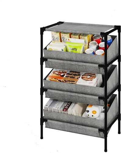 Buzowruil Estantería de almacenamiento de 3 niveles, estante organizador de juguetes para el hogar, oficina, dormitorio, sala de estar, cocina, Gris