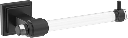 Amerock BH36061CMB | Soporte de papel higiénico de un solo poste transparente/negro mate | 7-1/16 pulgadas (179 mm) de longitud | Glacio | Soporte
