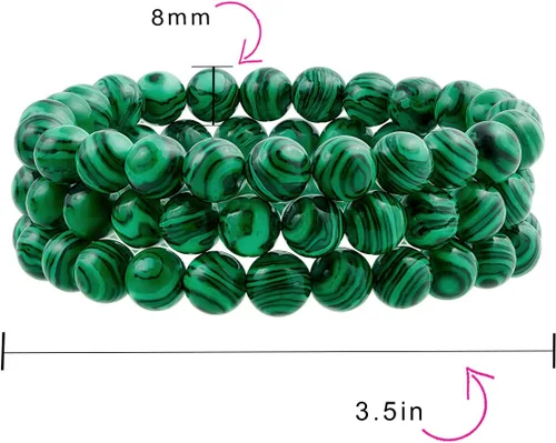 Miniatura 23 de Bling Jewelry Juego de 3 pulseras elásticas unisex apilables con cuentas redondas de 0.315 pulgadas para mujeres, adolescentes y hombres, multihebra