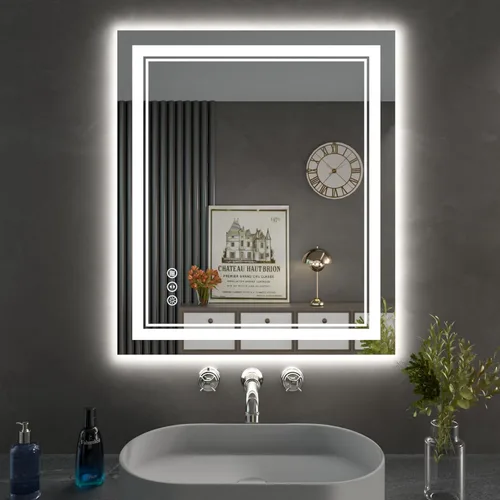 Miniatura 64 de Espejo de baño LED de 72 x 36 pulgadas, retroiluminado y frontal iluminado, espejo de tocador grande iluminado con luces, antiniebla, regulable
