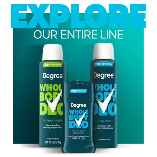 Miniatura 9 de Degree Desodorante en barra de cuerpo entero para hombre, aroma Ocean Rush, se desliza sobre transparente + absorbe el sudor, sin aluminio
