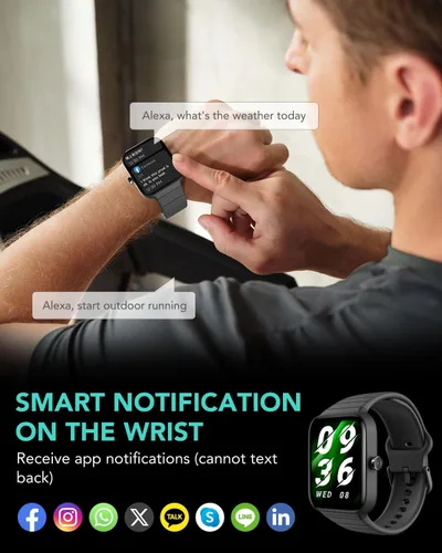 Miniatura 5 de SKG Reloj de seguimiento de actividad física de 1.8 pulgadas para hombres y mujeres con 2 bandas, reloj inteligente integrado con Alexa para Android