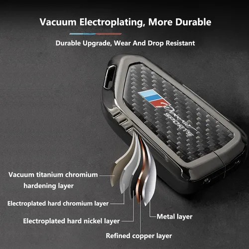 Miniatura 53 de Funda para llavero BMW con llavero, fibra de carbono real, protección de aleación de zinc, compatible con BMW 1 3 4 5 6 7 Series X1 X3 X4 M5 M6 GT3