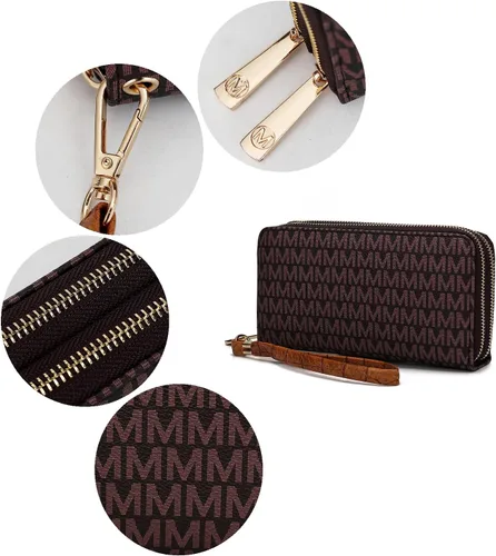 Miniatura 32 de MKF Collection Mia K - Cartera de pulsera para mujer, pequeña cartera de cuero vegano para tarjetas de crédito con cremallera y bolsillo