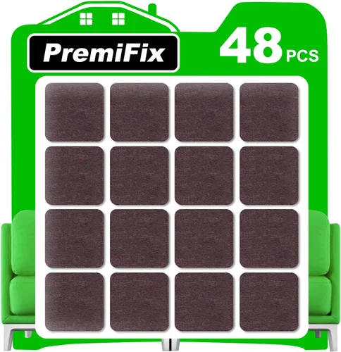 Almohadillas cuadradas de fieltro para patas de silla, almohadillas cuadradas de fieltro para muebles de 1 pulgada, paquete de 48 piezas, color