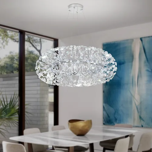 Miniatura 10 de ykolupty - Candelabro de diente de león dorado de 8 luces para comedor, lámpara colgante Sputnik con control remoto, candelabro de cristal moderno
