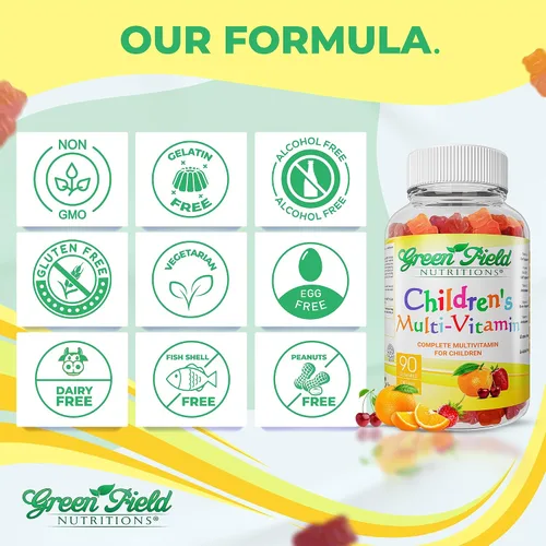 Miniatura 2 de Greenfield Nutritions - Gomitas multivitamínicas halal sin gelatina para niños, todas las vitaminas halal esenciales A, B, C, D, yodo, zinc