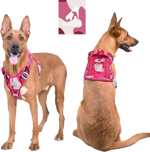 Miniatura 2 de AUROTH Arnés táctico para perros, ajustable sin tirones, reflectante K9, chaleco de entrenamiento para mascotas, arnés de servicio militar, de fácil