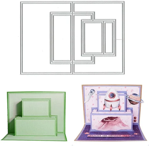 Miniatura 7 de Estivaux Troqueles con Forma de Tarjeta 3D para Hacer Tarjetas, Juegos de Troqueles de Corte de Tarjetas de Regalo de Forma Rectangular, Troqueles