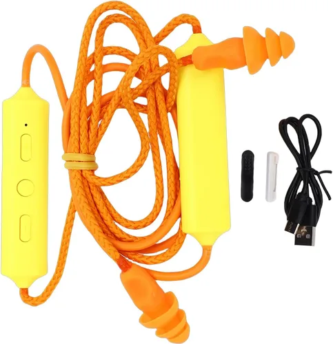 Miniatura 2 de ASHATA Auriculares Bluetooth con banda para el cuello, IPX5, a prueba de agua, 200 mAh, recargable, para taller de construcción (amarillo)