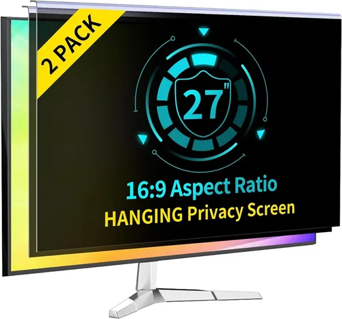 Miniatura 15 de Paquete de 2 filtros de pantalla de privacidad de computadora de 24 pulgadas para monitor 16:9, anti-luz azul, anti-UV, bloqueo de luz azul