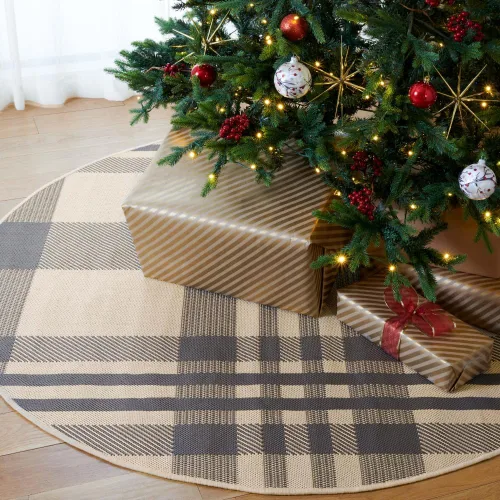 Miniatura 5 de SAFAVIEH Alfombra Lavable para Exteriores Colección Courtyard - 2'3" x 4', Beige y Azul, Patrón a Cuadros, No Desprende Pelusa y Fácil Limpieza
