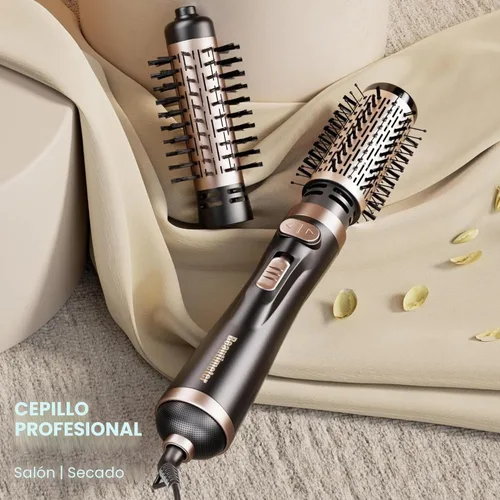 Miniatura 2 de Beautimeter Cepillo Secador de Pelo 3 en 1, Cepillo Secador Rotativo con Cepillos de 2 Pulgadas y 1.5 Pulgadas Dorado