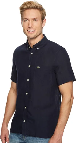 Miniatura 2 de Lacoste Camisa de manga corta con botones de lino y ajuste regular para hombre