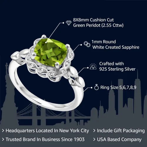 Miniatura 102 de Gem Stone King Anillo de compromiso de plata de ley 925 de 0.315 in con piedra natal y zafiro blanco creado Anillo de compromiso de boda