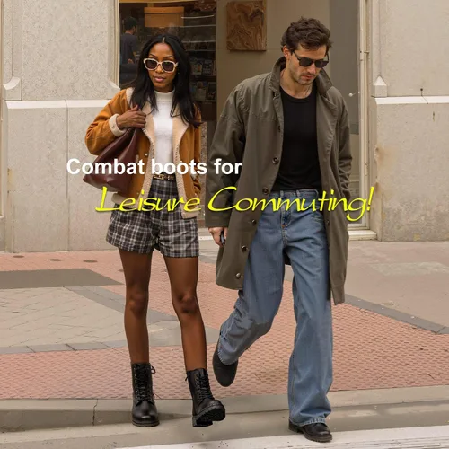 Miniatura 9 de Vepose - Botas de combate para mujer con puntera corta, cordones clásicos, tacón bajo, cremallera 9623