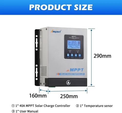 Miniatura 6 de Controlador de carga solar MPPT de 60 amperios, regulador de panel de batería solar automático de 12 V, 24 V, 36 V 48 V, entrada máxima de 150 V PV