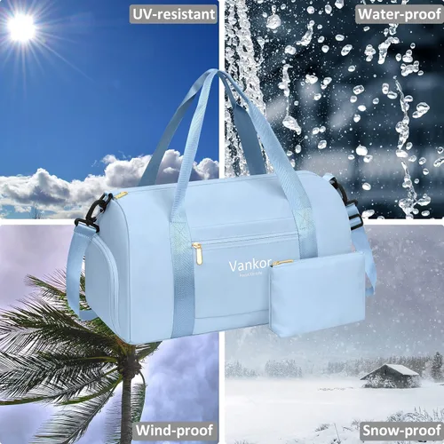 Miniatura 7 de Bolsa de gimnasio para mujer con compartimento para zapatos, impermeable, bolsa de lona deportiva para viajes, fin de semana, llevar en la playa