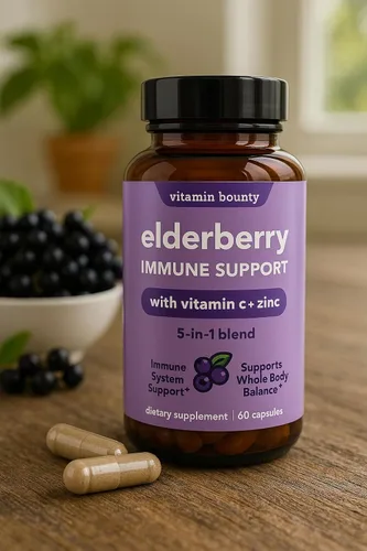 Miniatura 3 de Vitamin Bounty Cápsulas orgánicas de saúco – Sambucus saúco con vitamina C y zinc – Potenciadores del sistema inmunológico para adultos – Fórmula