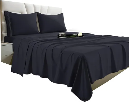 Miniatura 12 de Vacco Juego de sábanas tamaño Queen, sábanas y fundas de almohada de 4 piezas para hotel de lujo de la serie 1800, sábanas ultrasuaves