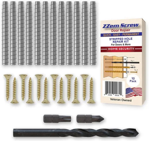 Miniatura 12 de 8-PK - Kit de reparación permanente de bisagras de puerta con tornillos de acero #9x3 - Reparación fácil de agujeros de tornillo dañados - Refuerza