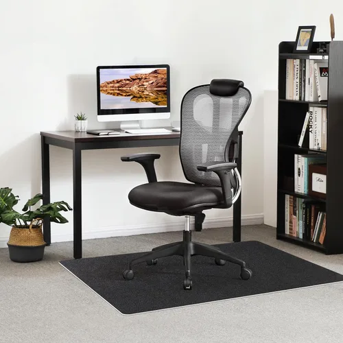 Miniatura 6 de Tapete para silla de oficina, para suelos de madera dura, manta grande antideslizante y fácil de limpiar (negro, 48 x 36 pulgadas).