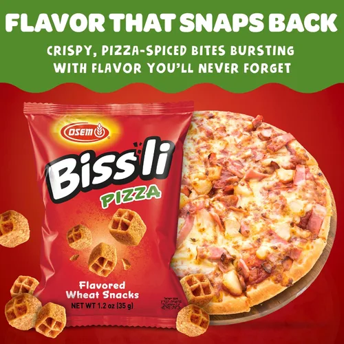 Miniatura 3 de Osem Bissli Pizza – Bocadillos con sabor a pizza, aperitivo para niños y adultos, bocados de sabor israelí kosher, chips de trigo vegano crujientes