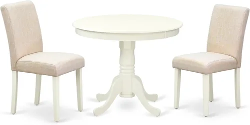 Miniatura 23 de East West Furniture ANAB3-AWA-05 - Juego de mesa de comedor moderno de 3 piezas, incluye una mesa de cocina redonda con pedestal y 2 sillas