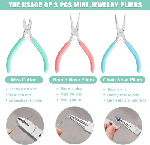 Miniatura 4 de WORKPRO Juego de Alicates para Joyería, Kit de Herramientas para Hacer Joyas de 3 Piezas que Incluye Alicates de Punta Fina/Alicates de Punta Plana