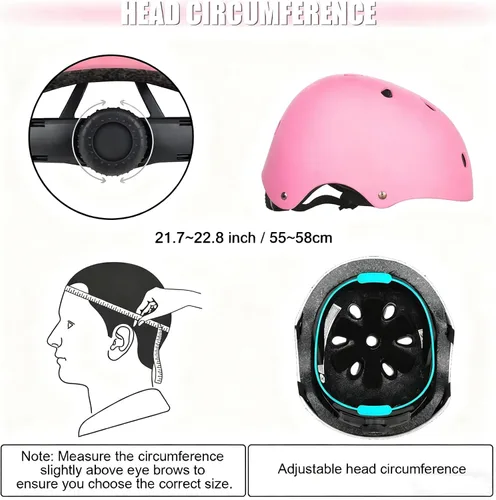 Miniatura 4 de WayEee - Juego de casco de bicicleta para niños, rodilleras para patinetas, juego de almohadillas para casco, juego de equipo de protección Rosa