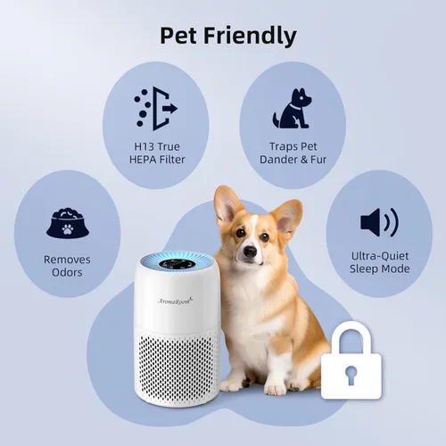Miniatura 8 de AromaRoom - Purificadores de aire para dormitorio con filtro HEPA 3 en 1, purificadores de aire para el hogar, olor a orina de mascotas