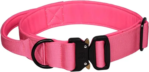 Miniatura 14 de Collar táctico para perro, ajustable, de neopreno suave, acolchado, de nailon con asa de control y hebilla de metal resistente para perros medianos